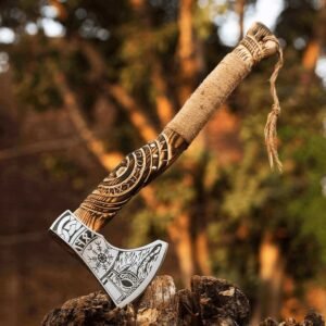 Custom Hand Forged Berserker Battle Axe High Carbon Steel High Polish Spread Head