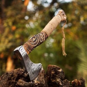 Custom Hand Forged Berserker Battle Axe High Carbon Steel High Polish Spread Head