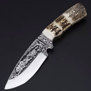 Custom Handmade J2 Steel Skinning Knife With Leather Sheath premium quality Custom Engraved