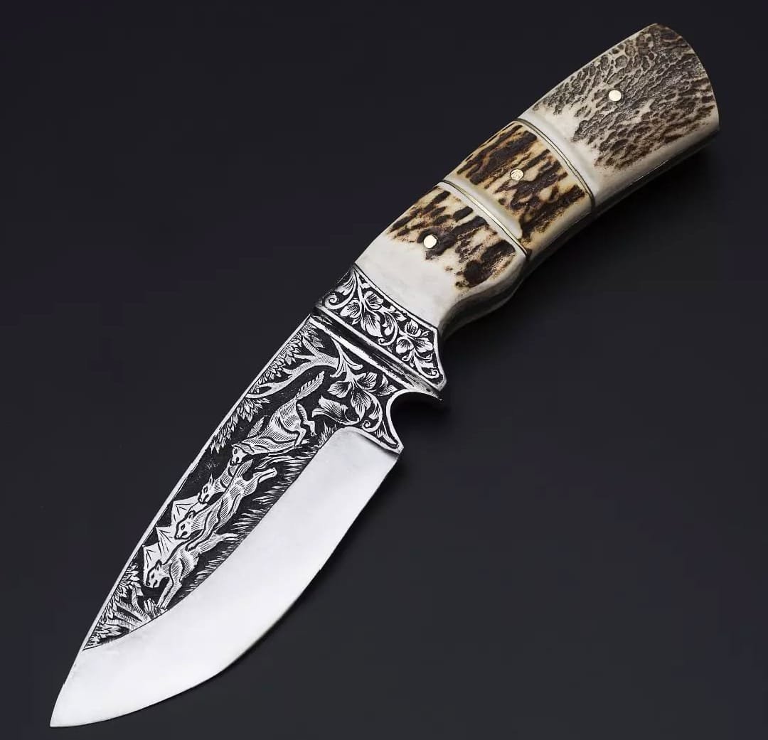 Custom Handmade J2 Steel Skinning Knife With Leather Sheath premium quality Custom Engraved Custom Handmade J2 Steel Skinning Knife With Leather Sheath premium quality Custom Engraved