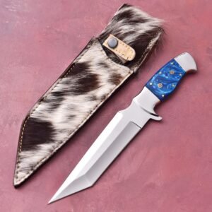 custom handmade J2 steel Premium Quality with Loveless knife with an original cow leather sheath