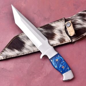 custom handmade J2 steel Premium Quality with Loveless knife with an original cow leather sheath