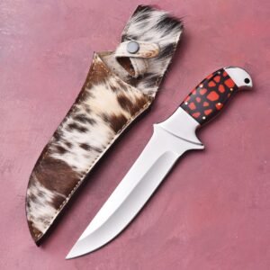 custom handmade J2 steel Premium Quality with Loveless knife with an original cow leather sheath