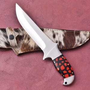 custom handmade J2 steel Premium Quality with Loveless knife with an original cow leather sheath