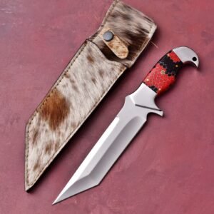 custom handmade J2 steel Premium Quality with Loveless knife with an original cow leather sheath