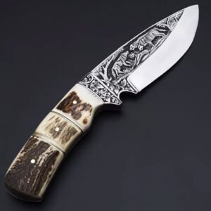 Custom Handmade J2 Steel Skinning Knife With Leather Sheath premium quality Custom Engraved