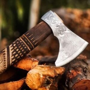Custom Hand Forged Berserker Battle Axe High Carbon Steel High Polish Blade Beauty Full Engraved Hash Wood Handal