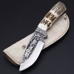 Custom Handmade J2 Steel Skinning Knife With Leather Sheath premium quality Custom Engraved