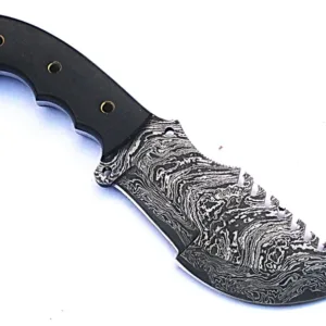 Damascus knife / Tracker / Hand Made / Custom / Forged Damascus / Black Micarta handle/ Survival Tool / Bushcraft / Fiel