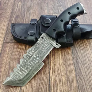 Custom Handmade Damascus Steel Tracker Knife - Beautiful G10 Handle Perfect Edges.