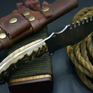 Tracker Knife Custom Damascus Steel Hunting Knife Handmade Full Tang Blade Bushcraft Camping Knife Leather Sheath Personalised Gift For Him