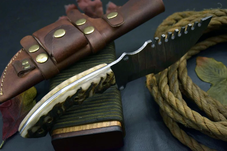 Tracker Knife Custom Damascus Steel Hunting Knife Handmade Full Tang Blade Bushcraft Camping Knife Leather Sheath Personalised Gift For Him Tracker Knife Custom Damascus Steel Hunting Knife Handmade Full Tang Blade Bushcraft Camping Knife Leather Sheath Personalised Gift For Him