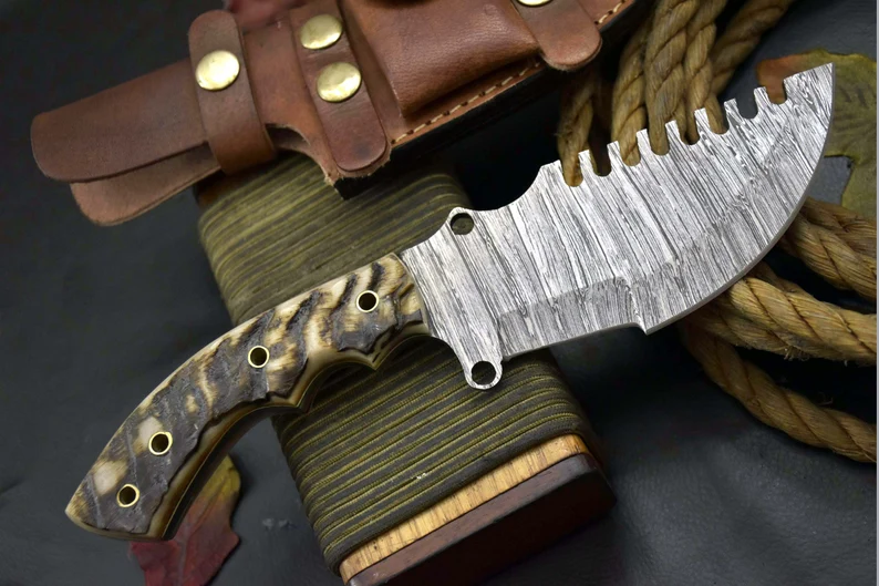 Tracker Knife Custom Damascus Steel Hunting Knife Handmade Full Tang Blade Bushcraft Camping Knife Leather Sheath Personalised Gift For Him Tracker Knife Custom Damascus Steel Hunting Knife Handmade Full Tang Blade Bushcraft Camping Knife Leather Sheath Personalised Gift For Him