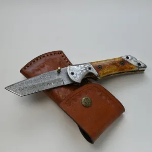 Handforged Damascus Steel 7.5" Folding Pocket Knife for Camping and outdoors, Perfect gift for him on Anniversary, Christmas & New Year