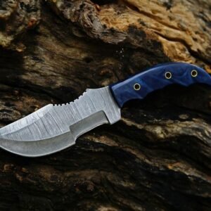 Custom Handmade Damascus Tactical Hunting Full Tang Tracker Knife With Leather Sheath