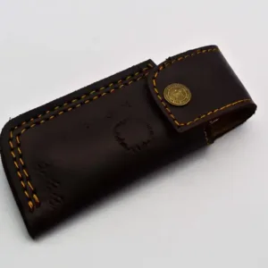 Custom Damascus Steel Folding Knife Pocket Knife Handle Made with Copper Best Gift with for Father's Leather Sheath