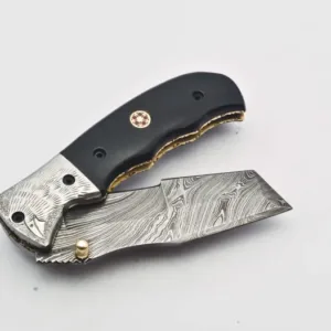 Personalized Custom Damascus Steel Folding Knife Pocket Knife Handle Made with Wood Best Gift with for Father's Leather Sheath