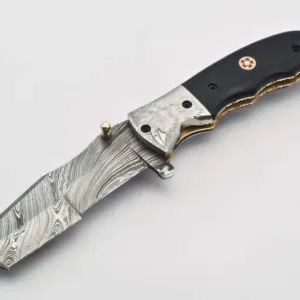 Personalized Custom Damascus Steel Folding Knife Pocket Knife Handle Made with Wood Best Gift with for Father's Leather Sheath