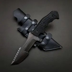 Tactical Custom Handmade Tracker Knife Full Tang Fixed Blade Hunting Knife With Cow Leather Sheath
