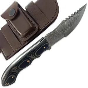 Custom Handmade Damascus Steel 10 Inches Tracker Knife - Perfect Grip Black Micarta Handle