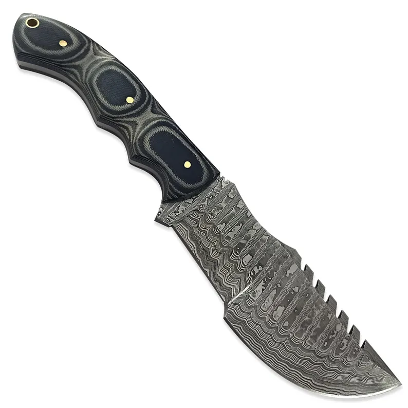 Custom Handmade Damascus Steel 10 Inches Tracker Knife – Perfect Grip Black Micarta Handle Custom Handmade Damascus Steel 10 Inches Tracker Knife - Perfect Grip Black Micarta Handle