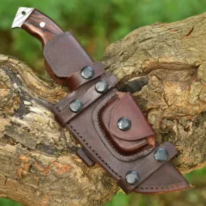 Damascus Steel Hunting Knife with Wooden Handle – 10.5” Overall | Tactical Survival Knife