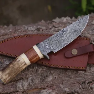 Handmade Damascus Steel Skinner Knife Hunting Knife Birthday Gift Wedding Anniversary Gift for Men Gift For Husband & Dad