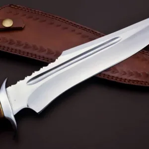 Custom Handmade D2 17 inch Hunting knife High Polish Survival Bowie Knife best gift for boyfriend beautiful gift for wife with leather cover