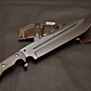 Custom Handmade J2 Steel Powder Coating Bowei Knife With Leather Sheath