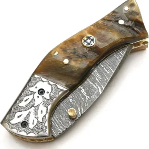 Damascus Folding Knife, Pocket Folding Knife, Handmade Folding Knife, Camping Knife, Hunting Knife, Pocket Knife