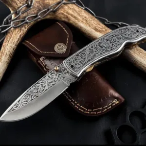 Hand Engraved Folding Knife – Custom Pocket Knife | Personalized Knife Gift for Men | Handmade EDC Knife | Artisan Knife, Anniversary Gifts