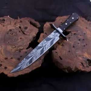 Handmade Damascus steel Feather Pattern Bowie Knife, Handle Venge Wood, Camping Knife, Anniversary Gift, Chrstina's Gift