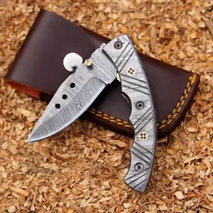 Custom Damascus Pocket Knife-Engraved Folding Knife for Men-Personalized Gift for Boyfriend-Monogrammed Gift for Groomsman Best man Gift