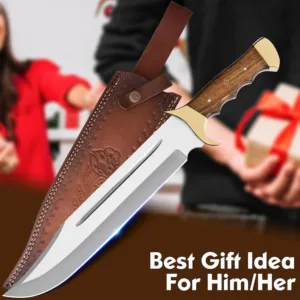 Custom Handmade Large Bowie knife with Leather Sheath Hunting Knife | Best Gift For Husband Boyfriend Gift for him Christmas Gift