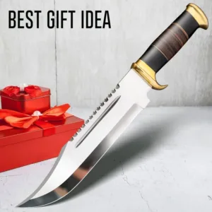 5'' Crocodile Dundee Bowie Knife with Leather sheath - Hunting Survival knife for Camping, Luxury Groomsmen Gift Wedding Gift Best Gift