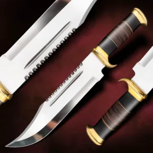 5'' Crocodile Dundee Bowie Knife with Leather sheath - Hunting Survival knife for Camping, Luxury Groomsmen Gift Wedding Gift Best Gift