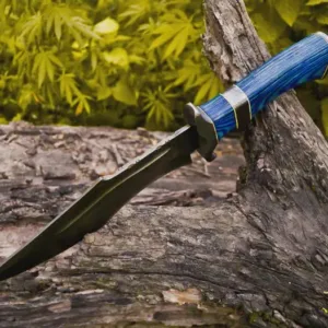 15" Handmade Damascus Steel Bowie Knife: Hunting, Survival Knife with Leather Sheath