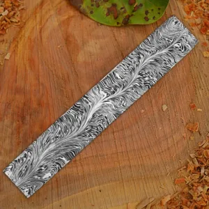 Damascus Steel Billet: 12 Inch Feather Pattern Knife Making Blank
