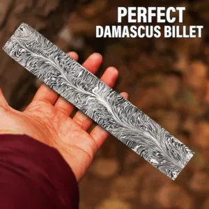 Damascus Steel Billet: 12 Inch Feather Pattern Knife Making Blank