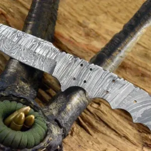 8" Custom Handmade Damascus Skinner Blank Blade Knife Full Tang