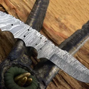 8" Custom Handmade Damascus Skinner Blank Blade Knife Full Tang