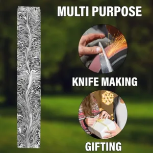 Damascus Steel Billet: 12 Inch Feather Pattern Knife Making Blank