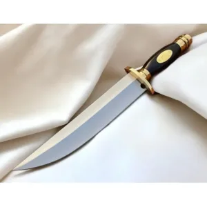 Beautiful Premium Quality J2 Steel Custom Handmade Antique Bowei Knife Handal Material Black Micarta Spindal Handal Brass Clip With Leather Sheath