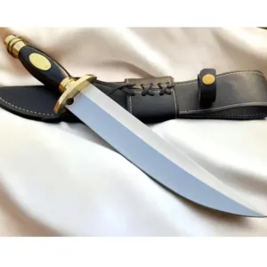 Beautiful Premium Quality J2 Steel Custom Handmade Antique Bowei Knife Handal Material Black Micarta Spindal Handal Brass Clip With Leather Sheath