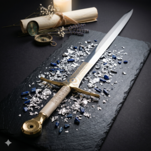 Handmade Celestial Sun Longsword - Custom Forged Golden Sun Emblem Sword - Premium White Bone Handle Knightly Blade - Elite Collectible Gift & High-End Home Decor