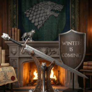 Handmade Wolf-Head Bastard Sword - Custom Forged Bastard Sword with White Wolf Pommel - High Carbon Steel Fantasy Longsword - Premium Collectible for Warrior Fans & Home Decor