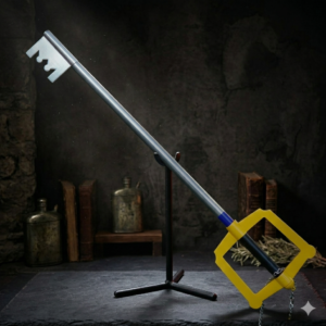 Kingdom Key Keyblade Replica - Authentic 1:1 Scale Fantasy Weapon - Kingdom Hearts Inspired Prop with Yellow D-Guard & Chain - Premium Cosplay & Display Masterpiece